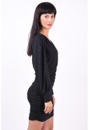 Dress Vila Vipartina V-Neck Gathering Black
